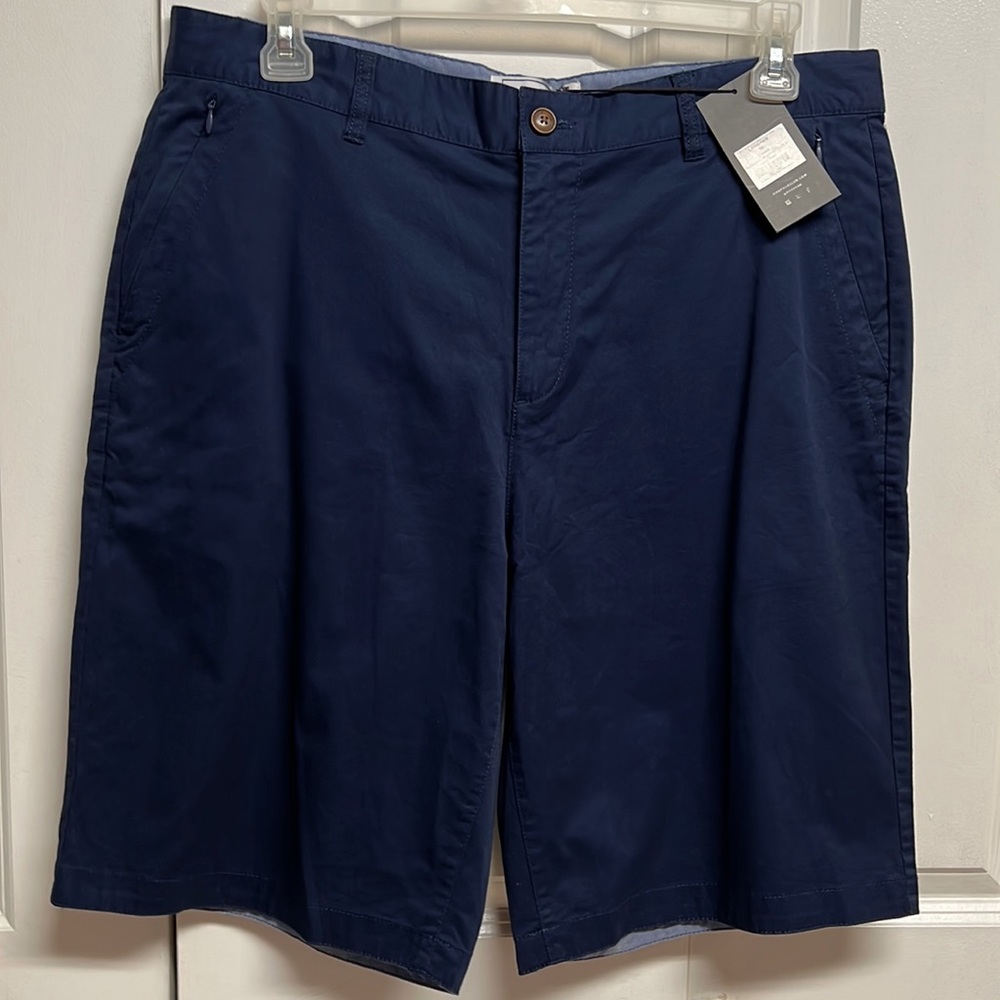 Five Four Langham Navy Blue Zipper Pockets Cotton Mens Bermuda Shorts 36 NWT